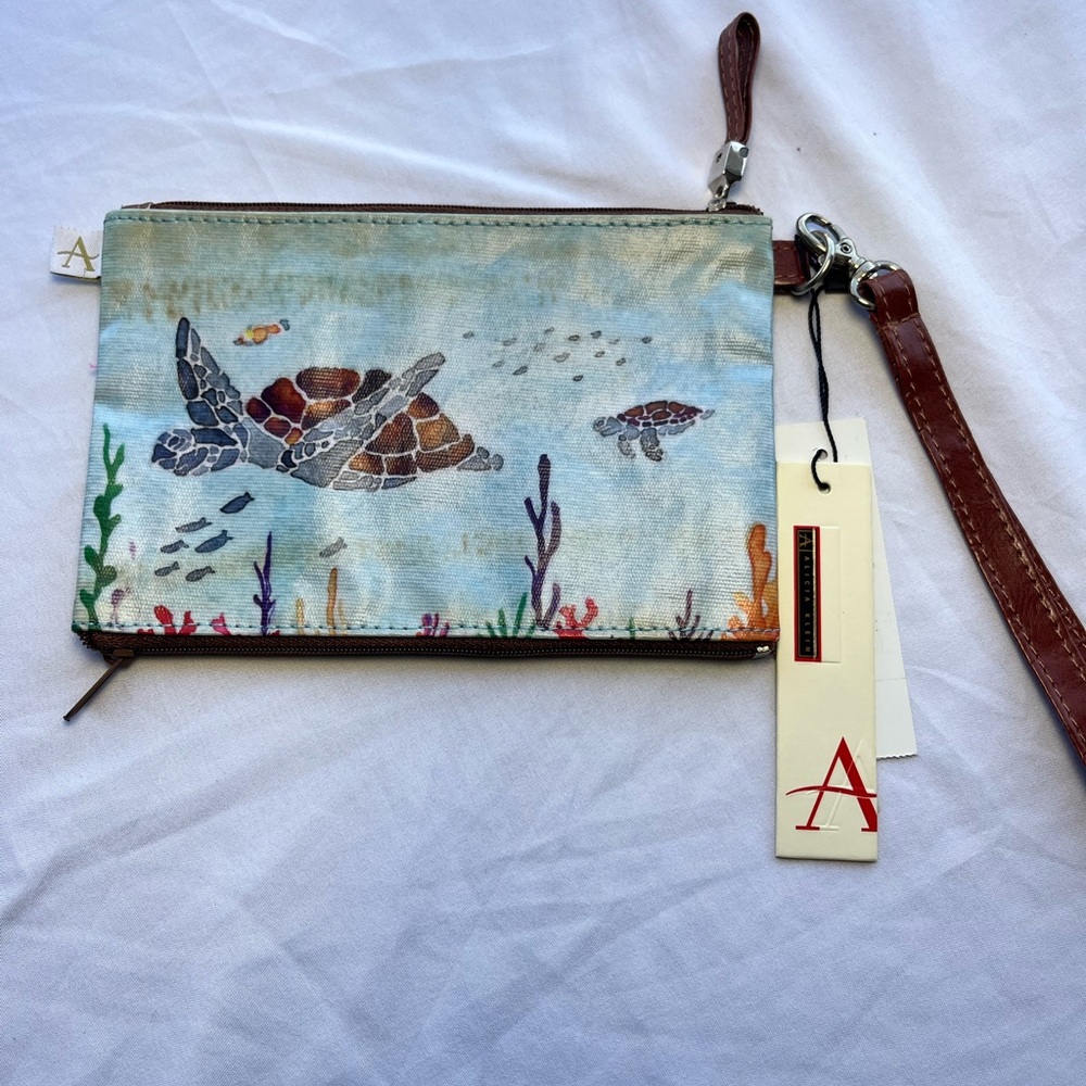 Artistic Sea Turtle Clutch Wristlet